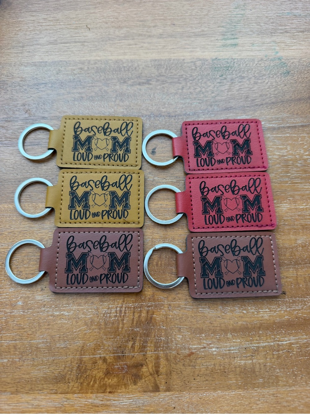 Baseball Mom Keychain Trio - Mustard, Rust, Brown